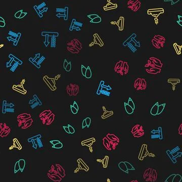 Set line Wheat, Seed, and Plant in hand on seamless pattern. Vector 스톡 일러스트