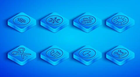 Set line Wheat, Snowflake, Dollar symbol, Hand wash laundry, Delivery package Stock Illustration