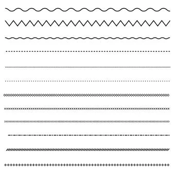 Set of line on white background. dot and line patterns. line border symbol. 스톡 일러스트