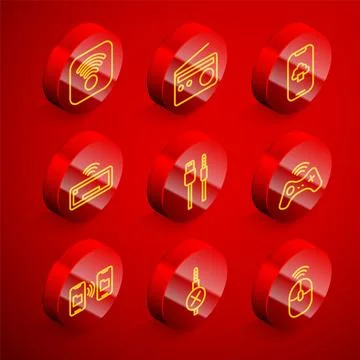 Set line Wi-Fi wireless internet, Radio, Cloud technology data, Computer 스톡 일러스트