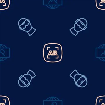 Set line Wide angle picture, Virtual reality glasses and Augmented AR on 库存插图