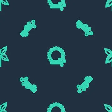 Set line Wind and sun, snow and Pinwheel on seamless pattern. Vector Stock Illustration