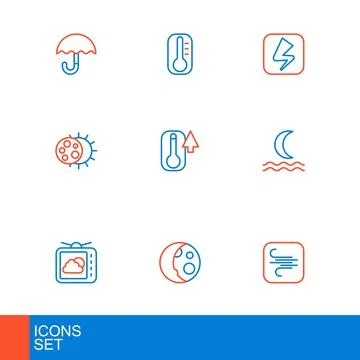 Set line Wind, Moon phases, Weather forecast, Night fog smoke, Eclipse of s.. Ilustração Stock