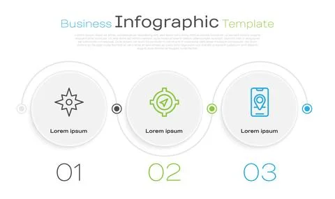 Set line Wind rose, Compass and City map navigation. Business infographic Stock Illustration