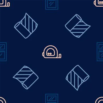 Set line Window in room, Wallpaper and Roulette construction on seamless pattern イラスト素材