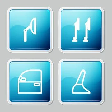 Set line Windscreen wiper, , Car door and handbrake icon. Vector Illustration