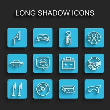 Set line Windscreen wiper, Speedometer, Car door handle, fender, Oil filler.. Illustration