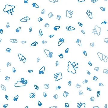 Set line Windy weather, Cloud with rain and Sun and cloud on seamless pattern Stockillustratie