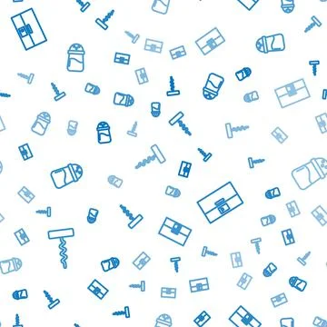 Set line Wine corkscrew, Refrigerator and Salt on seamless pattern. Vector Stock Illustration