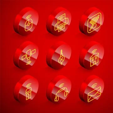 Set line Wireless computer mouse, Smart printer system, No Wi-Fi wireless Stock Illustration