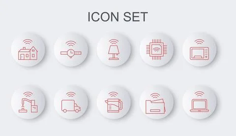 Set line Wireless laptop, Robotic robot arm hand factory, Smart table lamp,.. 스톡 일러스트