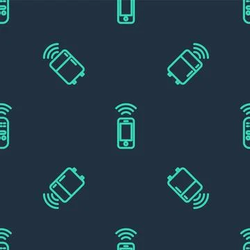 Set line Wireless smartphone, Smart refrigerator and remote control on seam.. Stock-Illustration