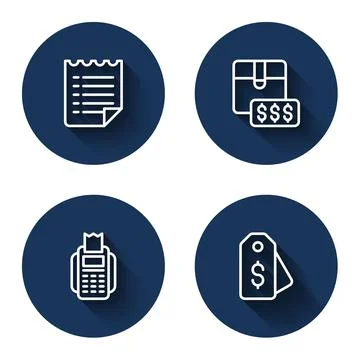 Set line Wish list template, Item price tag with dollar, POS terminal and Price Stock-Illustration
