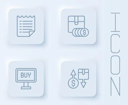 Set line Wish list template, Item price tag with dollar, Buy button and Tax Stock-Illustration