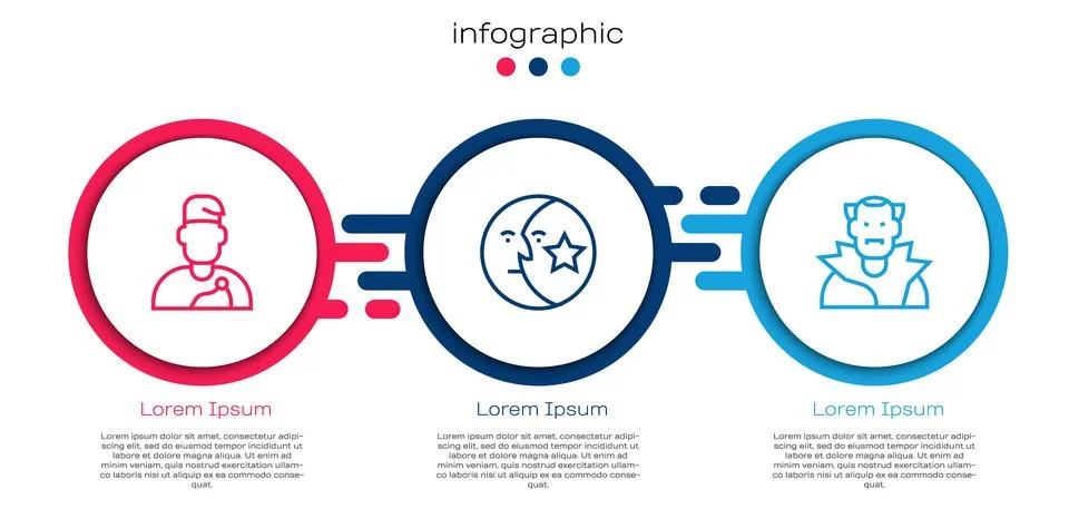 Set line Wizard warlock, Moon and stars and Vampire. Business infographic t.. Stock-Illustration