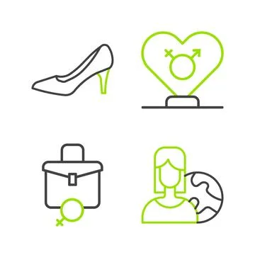 Set line Women from different countries, Work for female, Gender and Woman .. Stock Illustration
