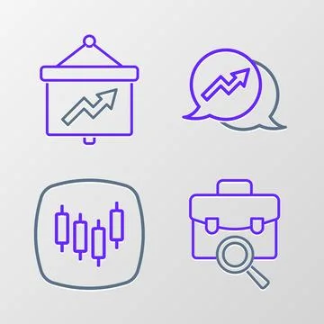 Set line Work search, Browser with stocks market, Financial growth and Boar.. Stock-Illustration
