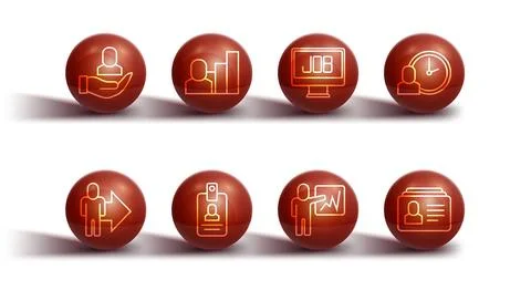 Set line Worker, Leader of a team of executives, time, Identification badge Stock Illustration