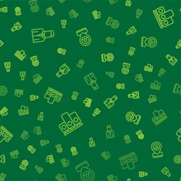 Set line Worker, Ranking star and location on seamless pattern. Vector Illustrazione stock