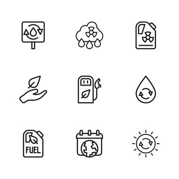 Set line World Earth day, Recycle clean aqua, Solar energy panel, Petrol ga.. Stock Illustration