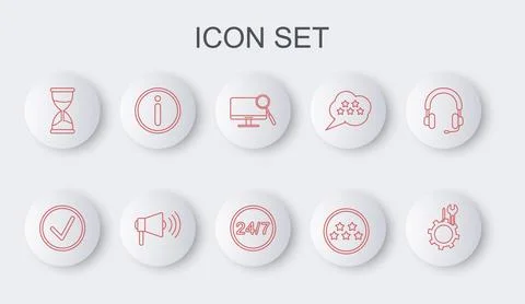 Set line Wrench and screwdriver in gear, Check mark circle, Computer monitor Stock Illustration