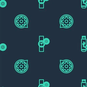 Set line Wrist watch setting, Setting and USB flash drive on seamless pattern 스톡 일러스트