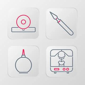 Set line X-ray machine, Enema, Medical surgery scalpel and Otolaryngologica.. Stock Illustration
