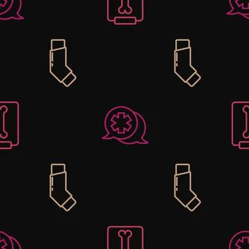 Set line X-ray shots, Inhaler and Dialogue with the doctor on seamless pattern Stock Illustration