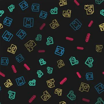 Set line X-ray of tooth, Dental card, and Teeth with braces on seamless pattern Illustrazione stock