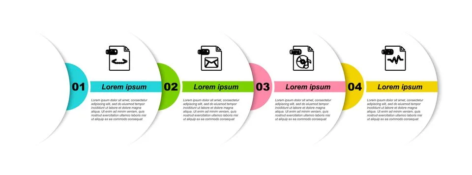 Set line XML file document, EML, MP3 and . Business infographic template. Vec Stock Illustration