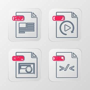 Set line XSL file document, BMP, GIF and PDF icon. Vector Stock Illustration