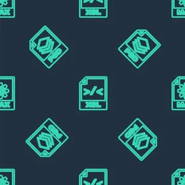 Set line XSL file document, PSD and MAX on seamless pattern. Vector Illustrazione stock