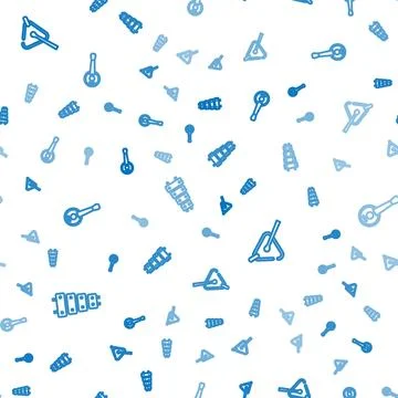 Set line Xylophone, Triangle and Banjo on seamless pattern. Vector Stock Illustration