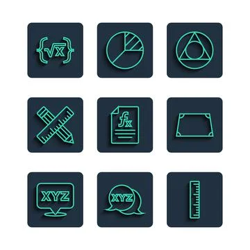 Set line XYZ Coordinate system, Ruler, Triangle math, Function mathematical Stock Illustration