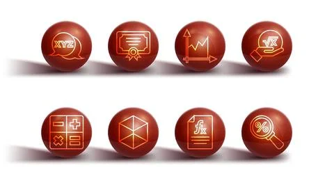 Set line XYZ Coordinate system, Function mathematical symbol, Geometric figure Illustrazione stock
