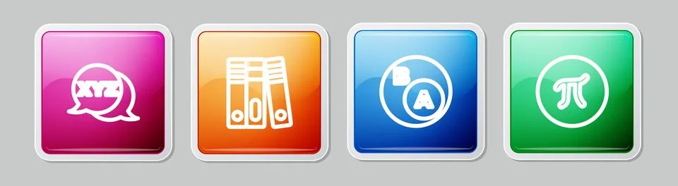 Set line XYZ Coordinate system, Office folders, Subsets, math, is subset of b Illustrazione stock