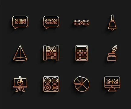 Set line XYZ Coordinate system, Square root, Human brain, Abacus, Graph Stock Illustration