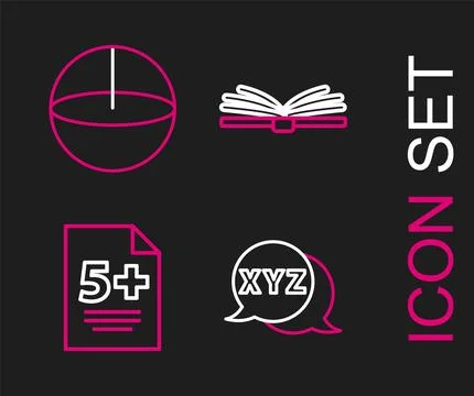 Set line XYZ Coordinate system, Test exam sheet, Open book and Geometric fi.. Stock Illustration