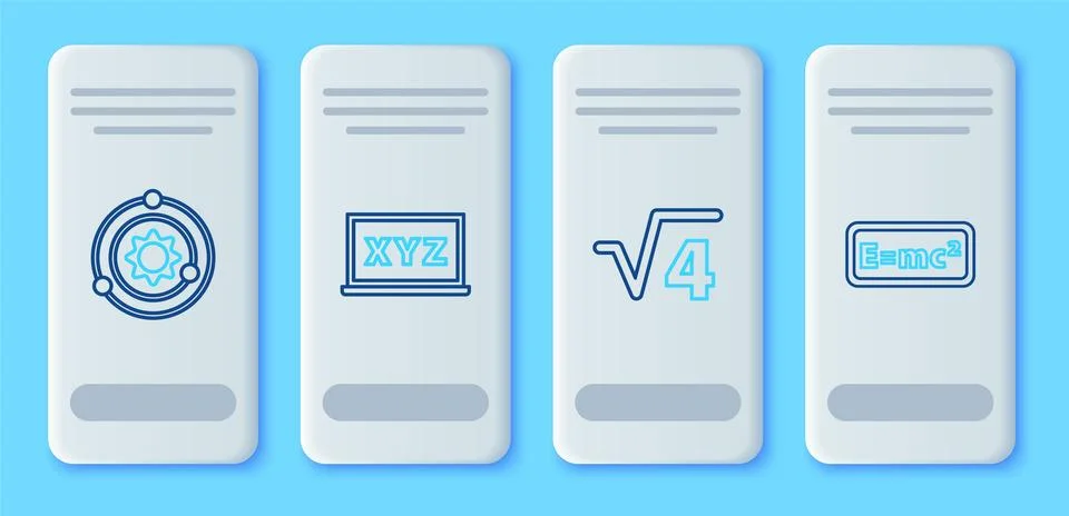 Set line XYZ Coordinate system Square root of 4 glyph Solar and Equation solu Stock Illustration