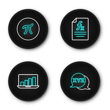 Set line XYZ Coordinate system, Laptop with graph chart, Function mathemati.. Stock Illustration