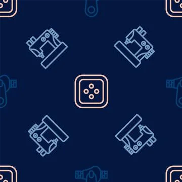 Set line Zipper, Sewing machine and button for clothes on seamless pattern Stock Illustration