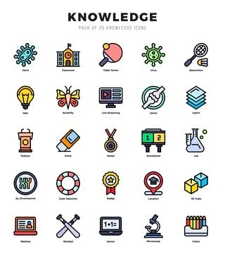 Set of Lineal Color Knowledge Icons. Lineal Color art icon. Vector illustrati Ilustración de archivo
