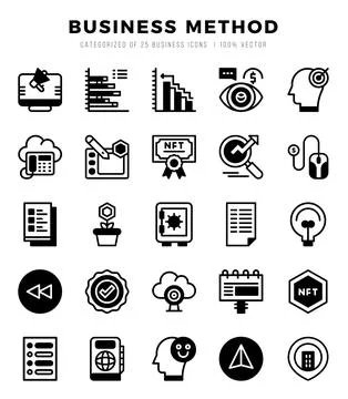 Set of Lineal Filled Business Method Icons. Lineal Filled art icon. Vector .. Stock Illustration