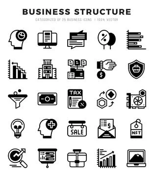 Set of Lineal Filled Business Structure Icons. Lineal Filled art icon. Vect.. Stock Illustration