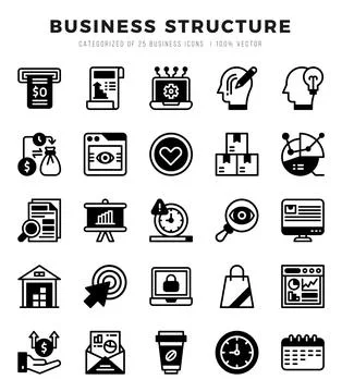 Set of Lineal Filled Business Structure Icons. Lineal Filled art icon. Vect.. イラスト素材