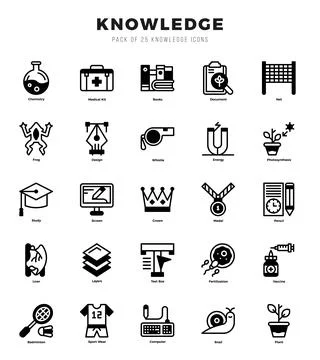 Set of Lineal Filled Knowledge Icons. Lineal Filled art icon. Vector illust.. Stock Illustration