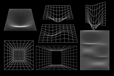 Set of linear black geometric black geometric quadratic rectangular field, .. Stock Illustration
