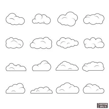 Set of linear cloud icons. イラスト素材
