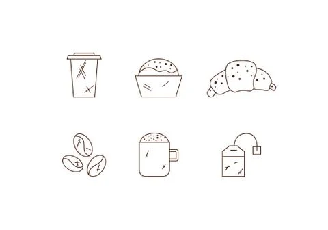 Set of linear coffee icons. Drinks icons Illustrazione stock