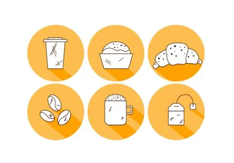 Set of linear coffee icons. Drinks icons Stock Illustration